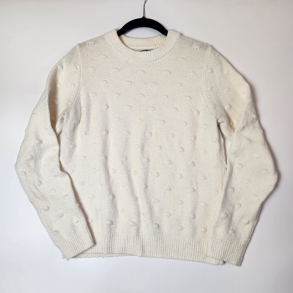 Who What Wear Sweater Womens Size M White Popcorn Sweater Pullover Crewneck Prep